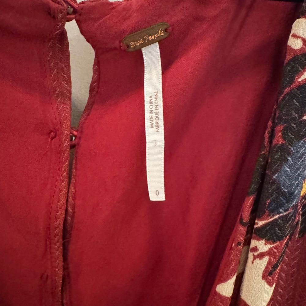 Free People Red Floral Maxi Dress Size 0 - Picture 4 of 7